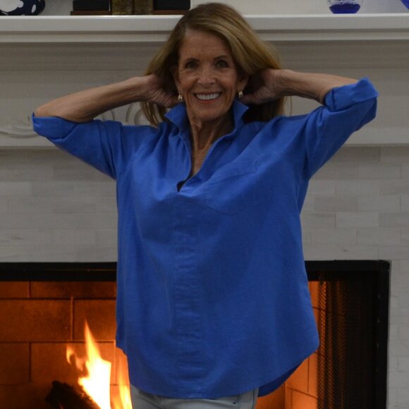 NINE WEST TUNIC SHIRT IN BLUE IN SMALL - Picture 1 of 7